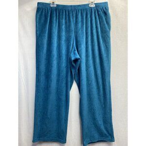 Alfred Dunner Wide Leg Pull On Elastic Waist Pants Women XL Teal Side Pockets